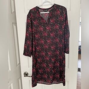 Floral Black and Red Dress